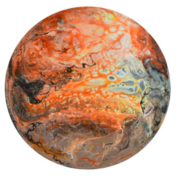 Painting titled "Orange planet" by Viktorija Rutskaja, Original Artwork, Acrylic