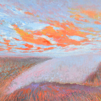 Pintura intitulada "Autumn sunset lands…" por Viktorija Rutskaja, Obras de arte originais, Acrílico