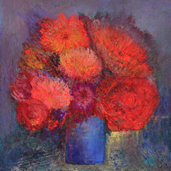 Malerei mit dem Titel "Flowers" von Viktorija Rutskaja, Original-Kunstwerk, Acryl