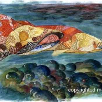 Zeichnungen mit dem Titel "Salmon" von Artori, Original-Kunstwerk, Tinte