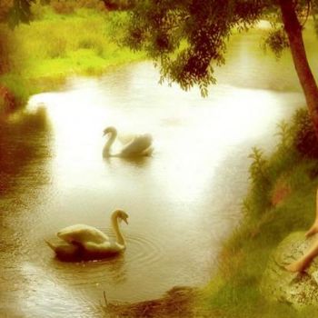 Artes digitais intitulada ""Swan lake"" por Vita, Obras de arte originais, Pintura digital