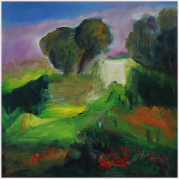 제목이 "Les deux pins"인 미술작품 Victorine Follana로, 원작, 기름 나무 들것 프레임에 장착됨