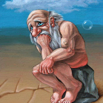 Pintura intitulada "Thinker" por Victor Molev, Obras de arte originais, Óleo
