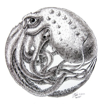 Rysunek zatytułowany „Octopus” autorstwa Victor Molev, Oryginalna praca, Atrament