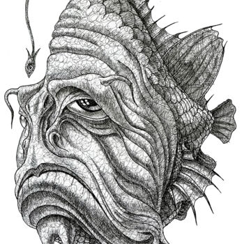 Dibujo titulada "Port Credit fish" por Victor Molev, Obra de arte original, Tinta