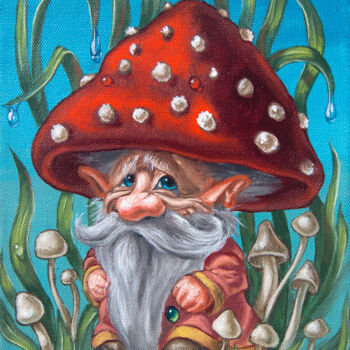 Peinture intitulée "Senior  Mushroom" par Victor Molev, Œuvre d'art originale, Huile Monté sur Châssis en bois