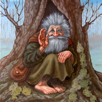 Картина под названием "Forest man" - Victor Molev, Подлинное произведение искусства, Масло