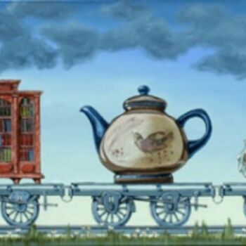 Painting titled "Locomotive" by Victor Molev, Original Artwork