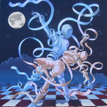 Pintura intitulada "Lunar Tango" por Victor Molev, Obras de arte originais