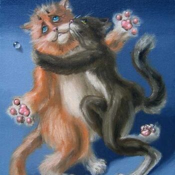 Painting titled "Cats" by Victor Molev, Original Artwork