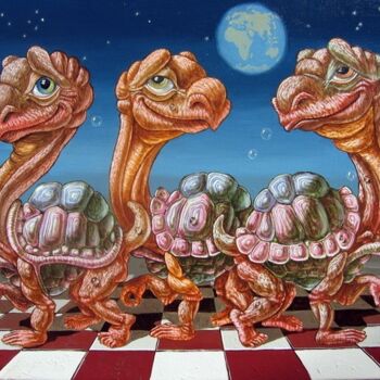 Pittura intitolato "March of Lunar Turt…" da Victor Molev, Opera d'arte originale
