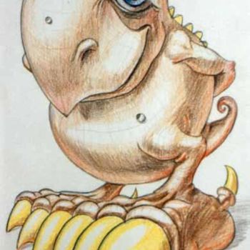 Dibujo titulada "Dragon Hatchling" por Victor Molev, Obra de arte original, Otro