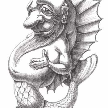 Desenho intitulada "Merman" por Victor Molev, Obras de arte originais, Outro