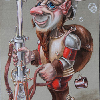 Painting titled "Troll-soldier"" by Victor Molev, Original Artwork, Oil