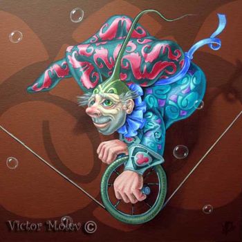 Painting titled "Monocycle" by Victor Molev, Original Artwork, Oil