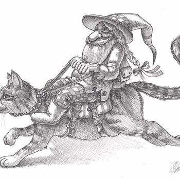 Drawing titled ""The chase" The ske…" by Victor Molev, Original Artwork, Ink