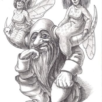 「Horns」というタイトルの描画 Victor Molevによって, オリジナルのアートワーク, インク
