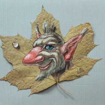 Картина под названием "Autumn leave #1 Tro…" - Victor Molev, Подлинное произведение искусства, Масло