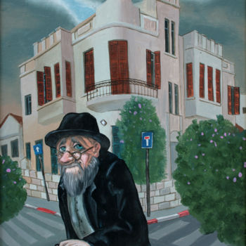 Peinture intitulée "Ha Shafar str." par Victor Molev, Œuvre d'art originale, Huile Monté sur Châssis en bois
