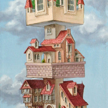 Painting titled "Air castle 2" by Victor Molev, Original Artwork, Oil
