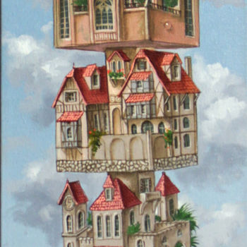 Malerei mit dem Titel "Air castle 3" von Victor Molev, Original-Kunstwerk, Öl