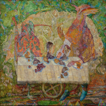 Painting titled "PICNIC" by Victorov Mihail, Original Artwork, Oil