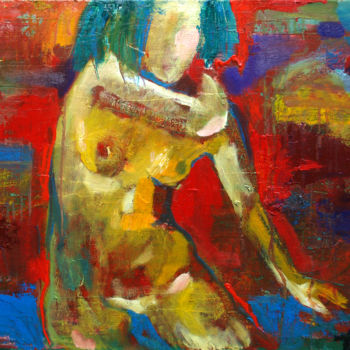 Schilderij getiteld "Untitled Act Nude 0…" door Victor Rubanskiy, Origineel Kunstwerk, Olie