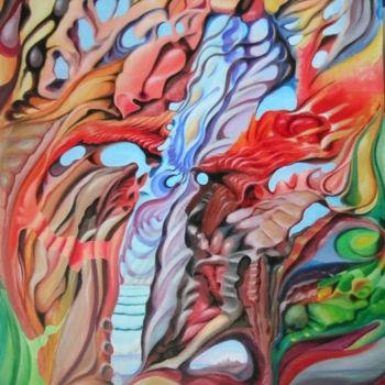 Schilderij getiteld "Water and Fire - Во…" door Victor X, Origineel Kunstwerk, Olie