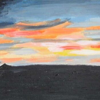 Painting titled "Tropical sunset" by Vic, Original Artwork, Oil