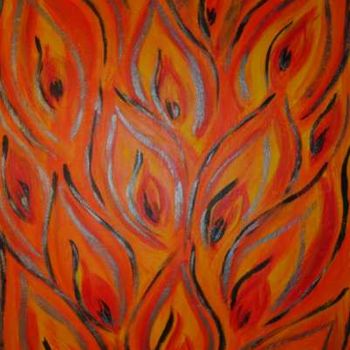 Картина под названием "Let it burn" - Vic, Подлинное произведение искусства, Масло