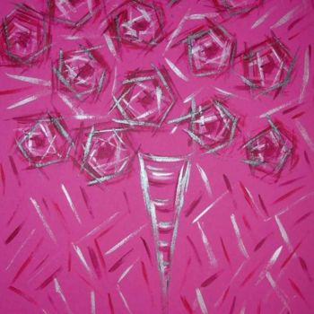 「flowers in pink」というタイトルの絵画 Vicによって, オリジナルのアートワーク, オイル