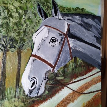 Painting titled "Cabeza de caballo" by Vidal Fernández Richart, Original Artwork, Acrylic