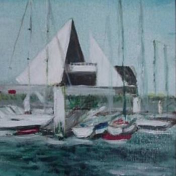 Malerei mit dem Titel "Nieuwpoortse haven" von Viviane Delhage, Original-Kunstwerk
