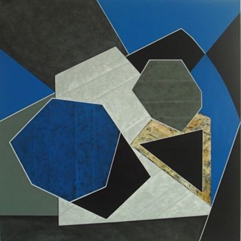 Pittura intitolato "9 composition bleue" da Isabelle Viennois, Opera d'arte originale, Olio