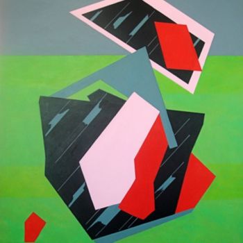 Peinture intitulée "composition verte" par Isabelle Viennois, Œuvre d'art originale, Huile