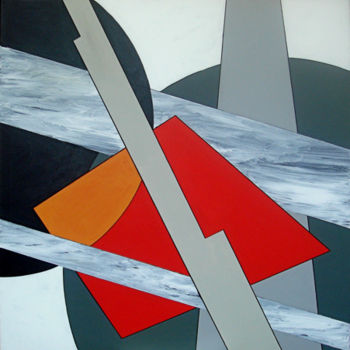 Malarstwo zatytułowany „07-le-carre-rouge-1…” autorstwa Isabelle Viennois, Oryginalna praca, Olej