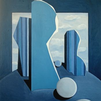 Painting titled "02-menhirs-100x81-c…" by Isabelle Viennois, Original Artwork, Acrylic