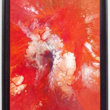 Painting titled "Orange Flow" by Viet Ha Tran, Original Artwork, Acrylic Mounted on Wood Stretcher frame