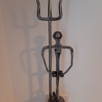 Скульптура под названием "NEPTUNE & MASERATI" - Gerard Lami, Подлинное произведение искусства, Металлы