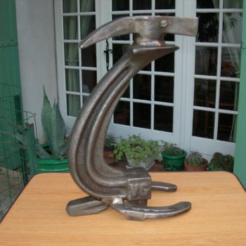 Sculpture titled "LE LIEVRE" by Gerard Lami, Original Artwork, Metals