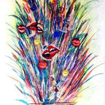 Pintura intitulada "ramo de beijos" por Vifer, Obras de arte originais, Acrílico