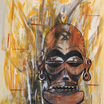 Painting titled "mask-1-kongo" by Vifer, Original Artwork, Acrylic