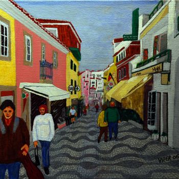 Peinture intitulée "RUA DIREITA - CASCA…" par Vifer, Œuvre d'art originale, Acrylique