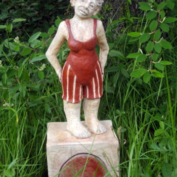 Sculpture intitulée ""femme sur un socle"" par Isabelle Vigo, Œuvre d'art originale, Céramique