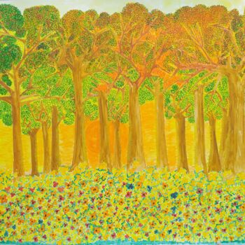 Pittura intitolato "Behind the trees" da Vijay Dubba, Opera d'arte originale, Acquarello