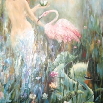 Pintura titulada "розовый флккаминго" por Kostritskii Vladimir, Obra de arte original