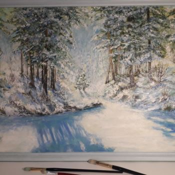 Peinture intitulée "Зимнее утро" par Muxabbat Efimova, Œuvre d'art originale, Huile