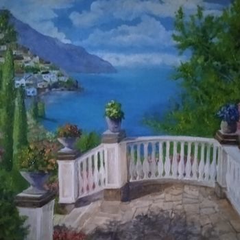 Peinture intitulée "Море, лестница" par Muxabbat Efimova, Œuvre d'art originale, Huile