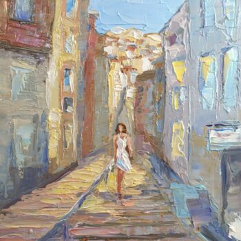 Картина под названием "Girl walking" - Viktoriia Slavinska, Подлинное произведение искусства, Масло