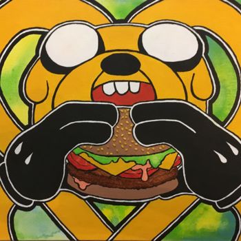 Malerei mit dem Titel "Burger time!.jpeg" von Vika Vilkova, Original-Kunstwerk, Acryl